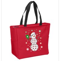 Christmas Winter Time Pickleball Snowman Zip Tote Bag