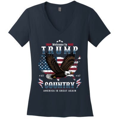 Classic Welcome To Trump Country Maga Eagle Women's V-Neck T-Shirt