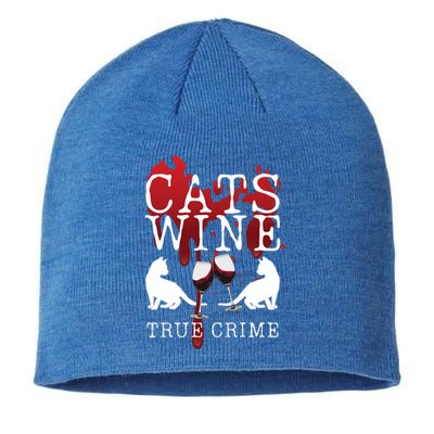 Cats Wine True Crime Shows Lover Gift Idea Cat Mom Cat Dad Gift Sustainable Beanie