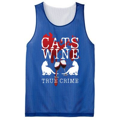 Cats Wine True Crime Shows Lover Gift Idea Cat Mom Cat Dad Gift Mesh Reversible Basketball Jersey Tank