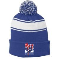 Cats Wine True Crime Shows Lover Gift Idea Cat Mom Cat Dad Gift Stripe Pom Pom Beanie