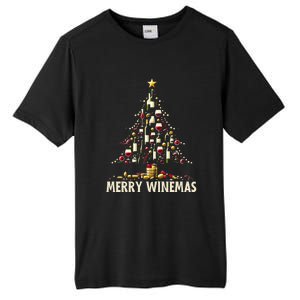 Christmas Wine Tree Merry Winemas Funny Alcohol Ing Pun Meaningful Gift Tall Fusion ChromaSoft Performance T-Shirt