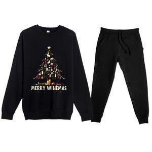 Christmas Wine Tree Merry Winemas Funny Alcohol Ing Pun Meaningful Gift Premium Crewneck Sweatsuit Set