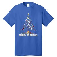 Christmas Wine Tree Merry Winemas Funny Alcohol Ing Pun Meaningful Gift Tall T-Shirt