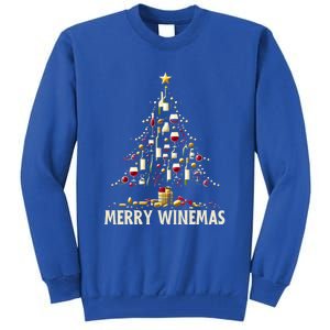 Christmas Wine Tree Merry Winemas Funny Alcohol Ing Pun Meaningful Gift Tall Sweatshirt