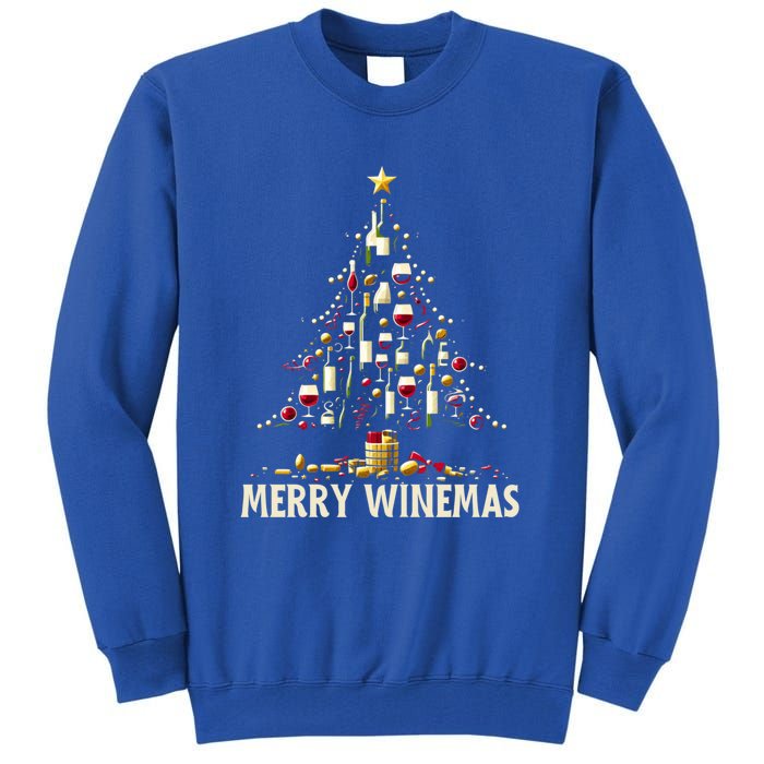 Christmas Wine Tree Merry Winemas Funny Alcohol Ing Pun Meaningful Gift Tall Sweatshirt