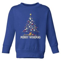 Christmas Wine Tree Merry Winemas Funny Alcohol Ing Pun Meaningful Gift Toddler Sweatshirt