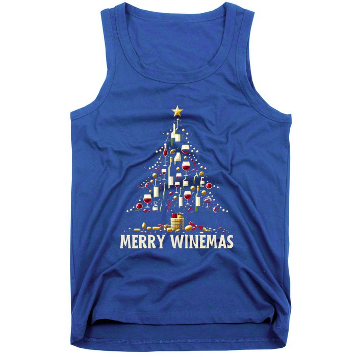 Christmas Wine Tree Merry Winemas Funny Alcohol Ing Pun Meaningful Gift Tank Top