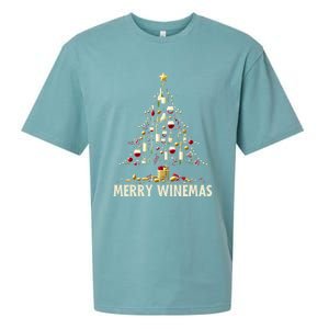 Christmas Wine Tree Merry Winemas Funny Alcohol Ing Pun Meaningful Gift Sueded Cloud Jersey T-Shirt