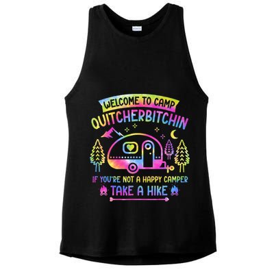 Camper Welcome To Camp Quitcherbitchin Funny Camping Life Ladies PosiCharge Tri-Blend Wicking Tank