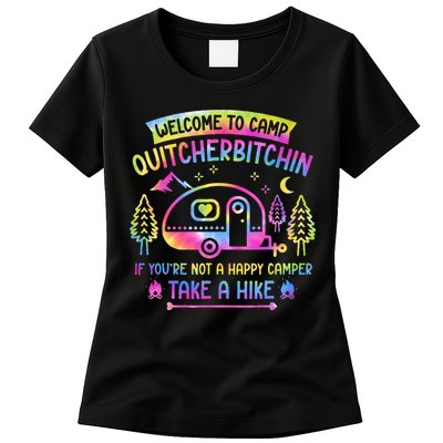 Camper Welcome To Camp Quitcherbitchin Funny Camping Life Womens T-Shirt