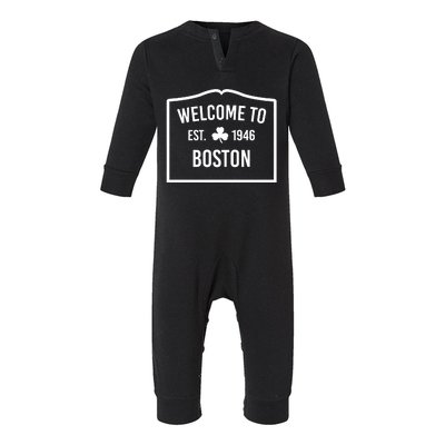 Celtics Welcome To Boston Est 1946 Infant Fleece One Piece