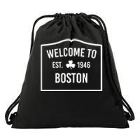 Celtics Welcome To Boston Est 1946 Drawstring Bag