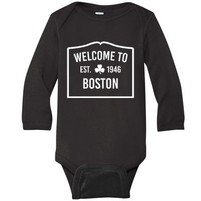 Celtics Welcome To Boston Est 1946 Baby Long Sleeve Bodysuit