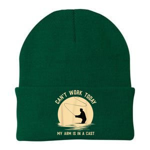 Can't Work Today My Arm Is In A Cast Funny Fly Fishing Knit Cap Winter Beanie