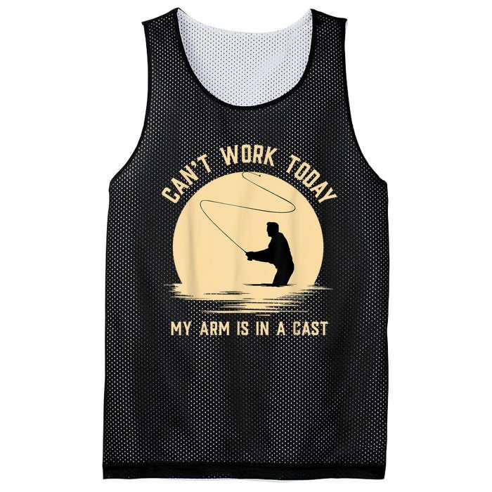 Can't Work Today My Arm Is In A Cast Funny Fly Fishing Mesh Reversible Basketball Jersey Tank