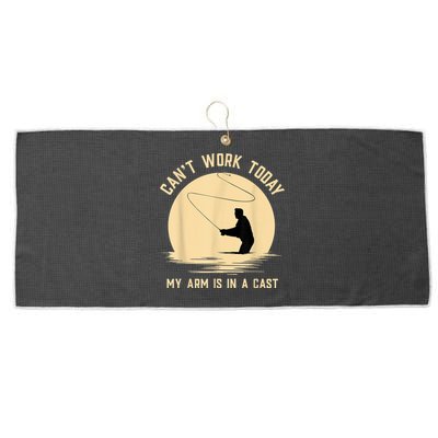 Can't Work Today My Arm Is In A Cast Funny Fly Fishing Large Microfiber Waffle Golf Towel