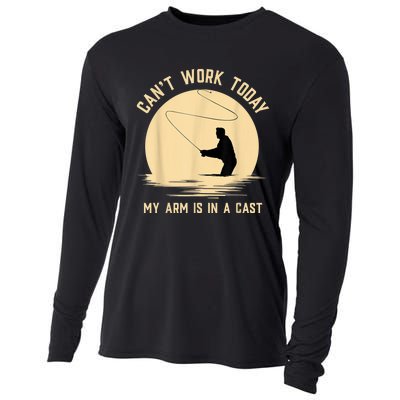 Can't Work Today My Arm Is In A Cast Funny Fly Fishing Cooling Performance Long Sleeve Crew