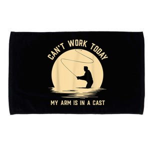 Can't Work Today My Arm Is In A Cast Funny Fly Fishing Microfiber Hand Towel