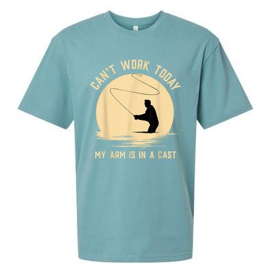 Can't Work Today My Arm Is In A Cast Funny Fly Fishing Sueded Cloud Jersey T-Shirt