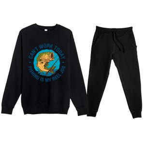 Cant Work Today Fishing Is My Reel Job Premium Crewneck Sweatsuit Set