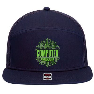 Computer Whisperer Tech Support It Funny Computer Engineer 7 Panel Mesh Trucker Snapback Hat