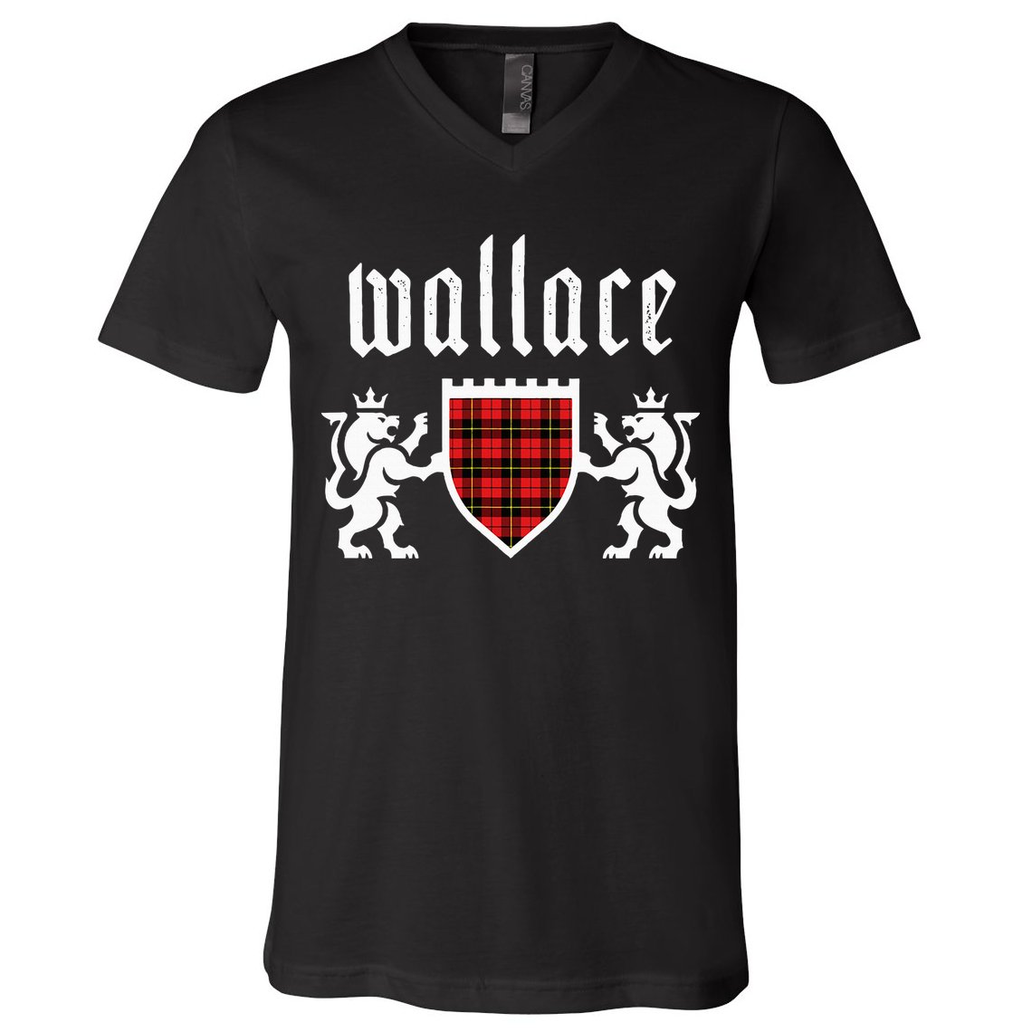Clan Wallace Tartan Scottish Plaid Wallace Family V-Neck T-Shirt