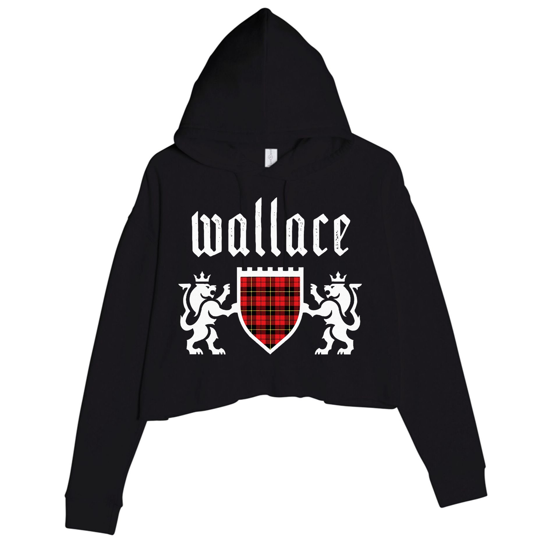 Clan Wallace Tartan Scottish Plaid Wallace Family Crop Fleece Hoodie