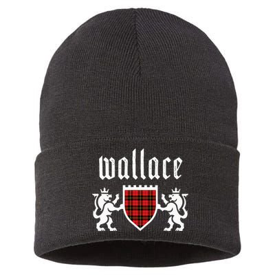 Clan Wallace Tartan Scottish Plaid Wallace Family Sustainable Knit Beanie