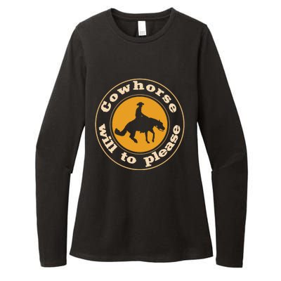 Cowhorse Will To Please. Western Reining Rider Womens CVC Long Sleeve Shirt