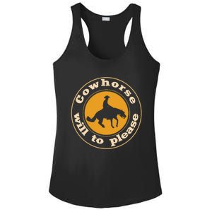 Cowhorse Will To Please. Western Reining Rider Ladies PosiCharge Competitor Racerback Tank