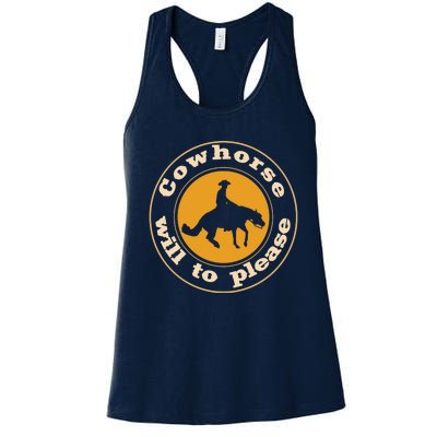 Cowhorse Will To Please. Western Reining Rider Women's Racerback Tank