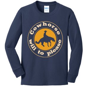 Cowhorse Will To Please. Western Reining Rider Kids Long Sleeve Shirt