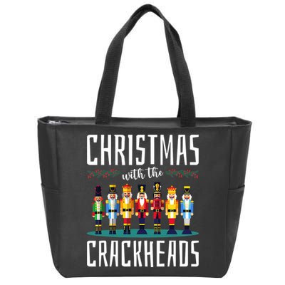 Christmas With The Crackheads Funny Family Ugly Nutcracker Zip Tote Bag