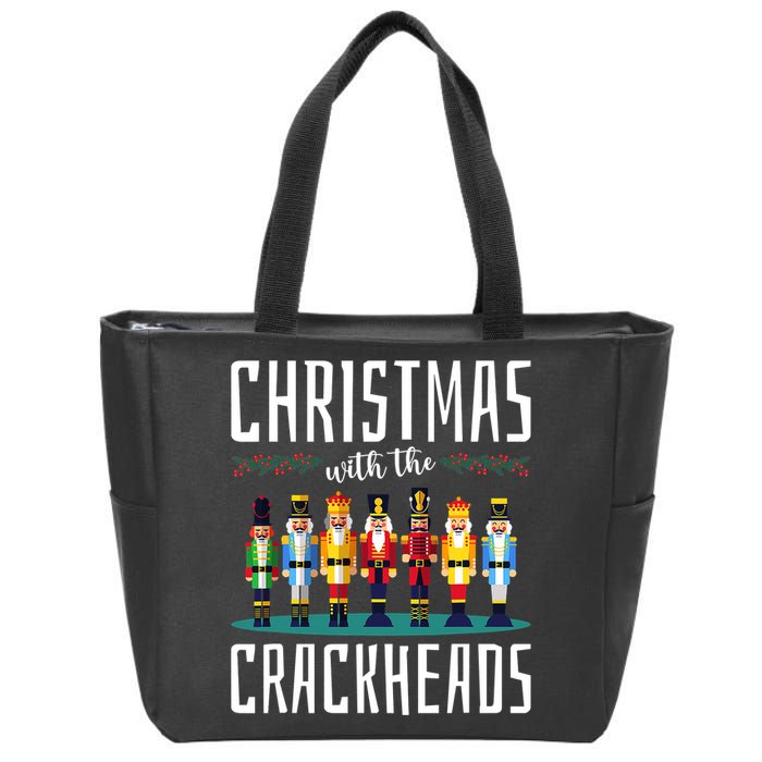 Christmas With The Crackheads Funny Family Ugly Nutcracker Zip Tote Bag