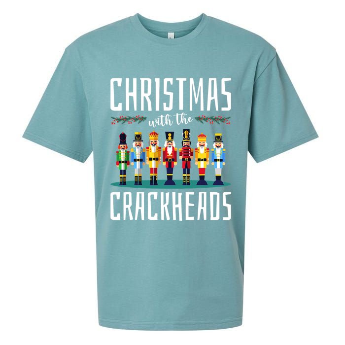 Christmas With The Crackheads Funny Family Ugly Nutcracker Sueded Cloud Jersey T-Shirt