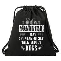 Cool Warning Talk About Bugs Funny Insect Collector Boy Gift Drawstring Bag