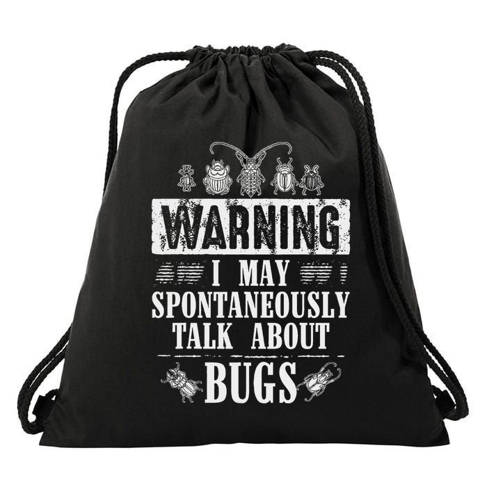 Cool Warning Talk About Bugs Funny Insect Collector Boy Gift Drawstring Bag