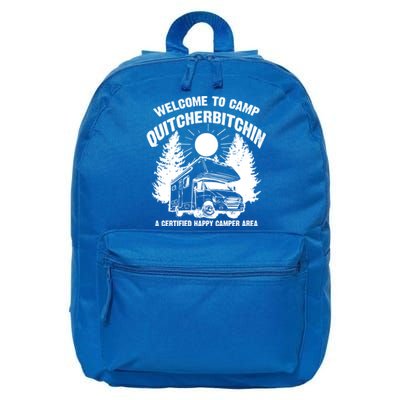 Cool Welcome To Camp Quitcherbitchin Funny Camper Rv Gift 16 in Basic Backpack