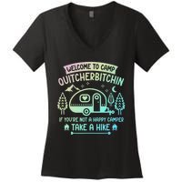 Camper Welcome To Camp Quitcherbitchin Funny Camping Life Women's V-Neck T-Shirt