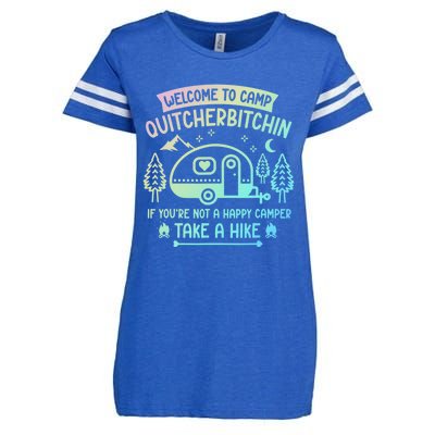 Camper Welcome To Camp Quitcherbitchin Funny Camping Life Enza Ladies Jersey Football T-Shirt