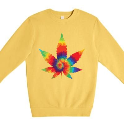 Cannabis Weed Tie Dye Hippie Stoner Gift Premium Crewneck Sweatshirt