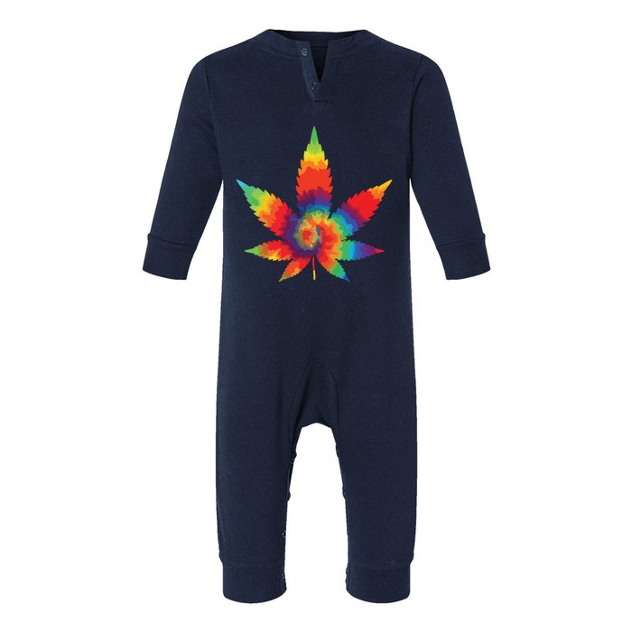 Cannabis Weed Tie Dye Hippie Stoner Gift Infant Fleece One Piece