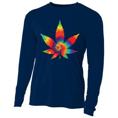 Cannabis Weed Tie Dye Hippie Stoner Gift Cooling Performance Long Sleeve Crew