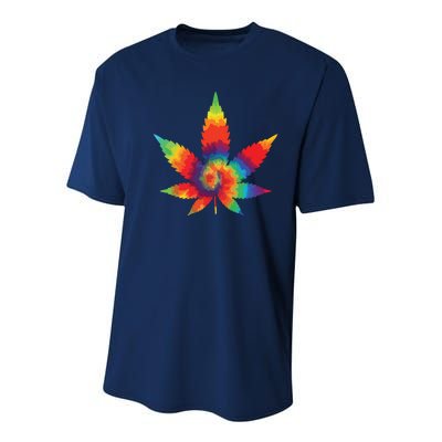 Cannabis Weed Tie Dye Hippie Stoner Gift Youth Performance Sprint T-Shirt