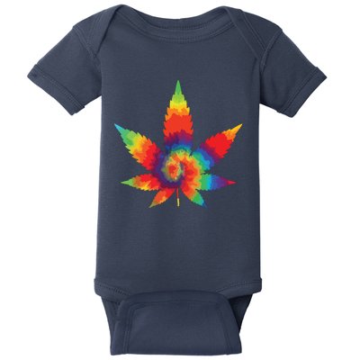 Cannabis Weed Tie Dye Hippie Stoner Gift Baby Bodysuit