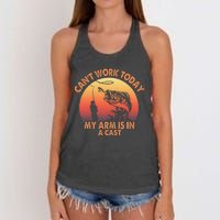 Cant Work Today My Arm Is In A Cast Fishing Women's Knotted Racerback Tank