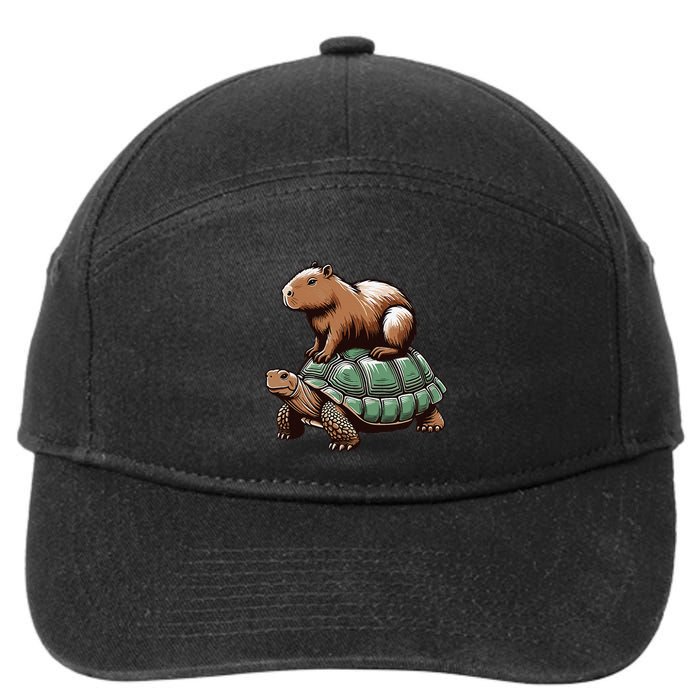 Capybara With Turtle Capybara And Turtle Backpack 7-Panel Snapback Hat