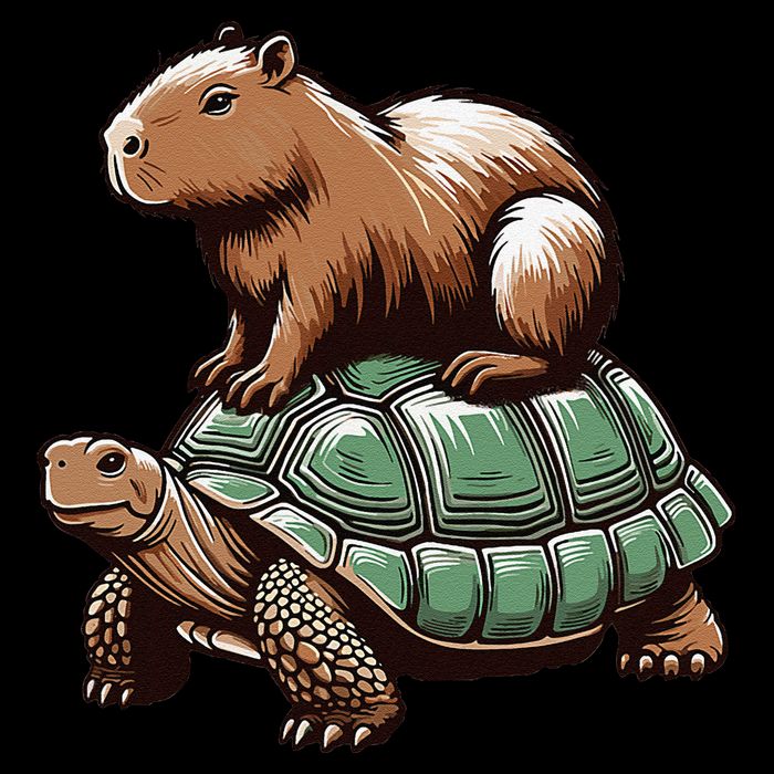 Capybara With Turtle Capybara And Turtle Backpack 7-Panel Snapback Hat