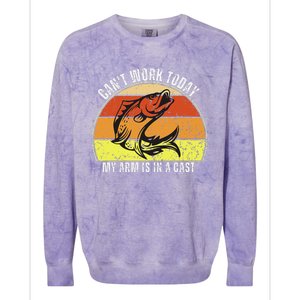 CanT Work Today My Arm Is In A Cast Funny Fishing Colorblast Crewneck Sweatshirt